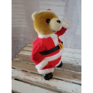 Vintage bear dancing Santa singing animated sound Xmas home decor
